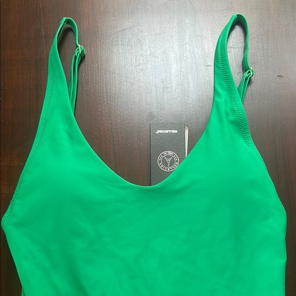 Relleciga Women’s High Cut Low Back One Piece Thong Swimsuit Green Size S - Picture 2 of 11